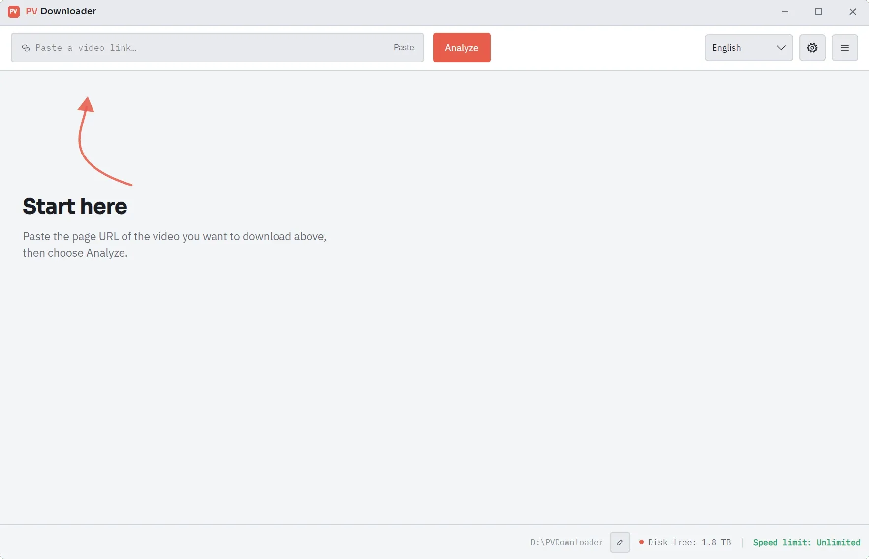 The same pvdownloader window in light mode, showing an identical layout on a light background.